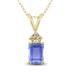 14K Yellow Gold 6x4MM Emerald Shaped Tanzanite and Three Stone Diamond Pendant