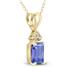 14K Yellow Gold 6x4MM Emerald Shaped Tanzanite and Three Stone Diamond Pendant