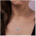 14K White Gold 8x6MM Emerald Shaped Blue Topaz and Three Stone Diamond Pendant