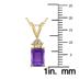 14K Yellow Gold 8x6MM Emerald Shaped Amethyst and Three Stone Diamond Pendant