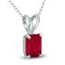 14K White Gold 5x3MM Emerald Shaped Ruby Pendant