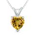 14K White Gold 5MM Heart Citrine Pendant