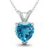 14K White Gold 6MM Heart Blue Topaz Pendant