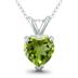 14K White Gold 7MM Heart Peridot Pendant