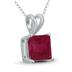 14K White Gold 4MM Square Ruby Pendant
