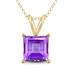 14K Yellow Gold 5MM Square Amethyst Pendant