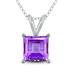 14K White Gold 6MM Square Amethyst Pendant