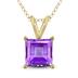 14K Yellow Gold 7MM Square Amethyst Pendant