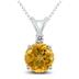 14K White Gold 7MM Round Citrine and Diamond Pendant