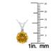 14K White Gold 7MM Round Citrine and Diamond Pendant