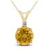 14K Yellow Gold 6MM Round Citrine and Diamond Pendant