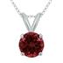 14K White Gold 6MM Round Garnet Pendant