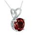 14K White Gold 6MM Round Garnet Pendant
