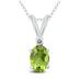 14K White Gold 6x4MM Oval Peridot and Diamond Pendant