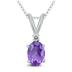 14K White Gold 8x6MM Oval Amethyst and Diamond Pendant