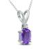 14K White Gold 8x6MM Oval Amethyst and Diamond Pendant