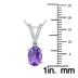 14K White Gold 8x6MM Oval Amethyst and Diamond Pendant