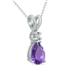 14K White Gold 6x4MM Pear Amethyst and Diamond Pendant