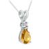 14K White Gold 6x4MM Pear Citrine and Diamond Pendant