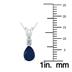 14K White Gold 6x4MM Pear Sapphire and Diamond Pendant