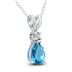 14K White Gold 7x5MM Pear Blue Topaz and Diamond Pendant