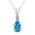 14K White Gold 8x6MM Pear Blue Topaz and Diamond Pendant