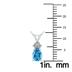 14K White Gold 6x4MM Pear Blue Topaz and Three Stone Diamond Pendant