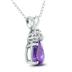 14K White Gold 7x5MM Pear Amethyst and Three Stone Diamond Pendant