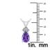 14K White Gold 7x5MM Pear Amethyst and Three Stone Diamond Pendant