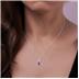 14K White Gold 7x5MM Pear Amethyst and Three Stone Diamond Pendant