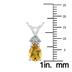 14K White Gold 8x6MM Pear Citrine and Three Stone Diamond Pendant