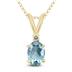 14K Yellow Gold 5x3MM Oval Aquamarine and Diamond Pendant