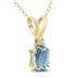 14K Yellow Gold 5x3MM Oval Aquamarine and Diamond Pendant