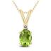 14K Yellow Gold 6x4MM Oval Peridot and Diamond Pendant