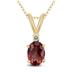 14K Yellow Gold 7x5MM Oval Garnet and Diamond Pendant