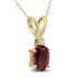 14K Yellow Gold 7x5MM Oval Garnet and Diamond Pendant