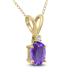 14K Yellow Gold 8x6MM Oval Amethyst and Diamond Pendant
