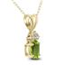 14K Yellow Gold 8x6MM Oval Peridot and Three Stone Diamond Pendant
