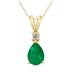 14K Yellow Gold 6x4MM Pear Emerald and Diamond Pendant