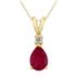 14K Yellow Gold 6x4MM Pear Shaped Ruby and Diamond Pendant