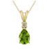 14K Yellow Gold 7x5MM Pear Peridot and Diamond Pendant