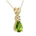 14K Yellow Gold 7x5MM Pear Peridot and Diamond Pendant