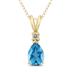 14K Yellow Gold 8x6MM Pear Blue Topaz and Diamond Pendant