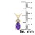 14K Yellow Gold 7x5MM Pear Amethyst and Three Stone Diamond Pendant