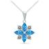 3/4 Carat TW Blue Topaz and Diamond Flower Pendant in 10K White Gold