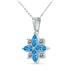 3/4 Carat TW Blue Topaz and Diamond Flower Pendant in 10K White Gold