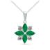3/4 Carat TW Emerald and Diamond Flower Pendant in 10K White Gold