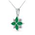 3/4 Carat TW Emerald and Diamond Flower Pendant in 10K White Gold