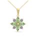3/4 Carat TW Green Amethyst and Diamond Flower Pendant in 10K Yellow Gold