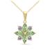 3/4 Carat TW Green Amethyst and Diamond Flower Pendant in 10K Yellow Gold